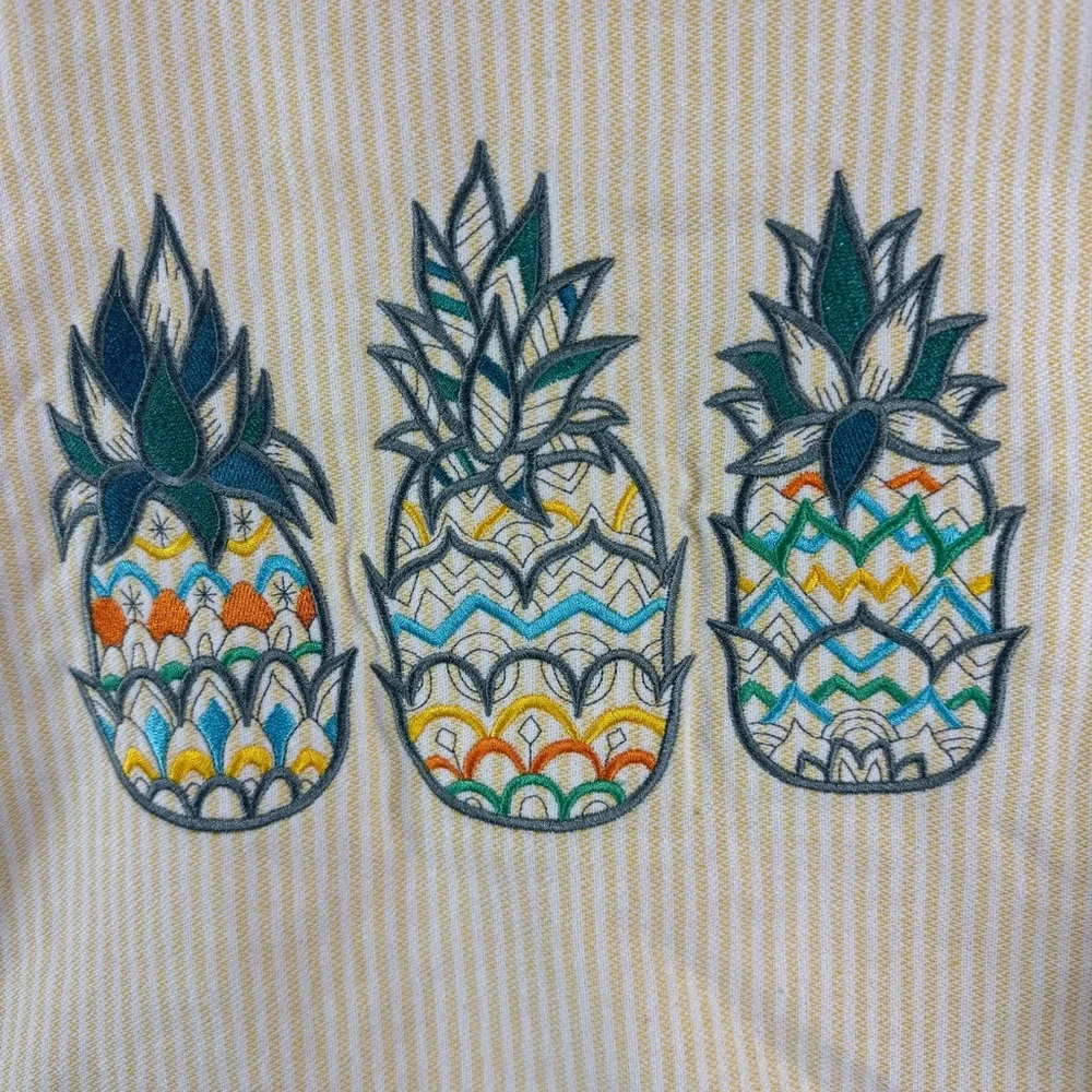 Beachables Striped 3‑in‑1 Turkish Cotton Beach Bag Yellow White Pineapple Print